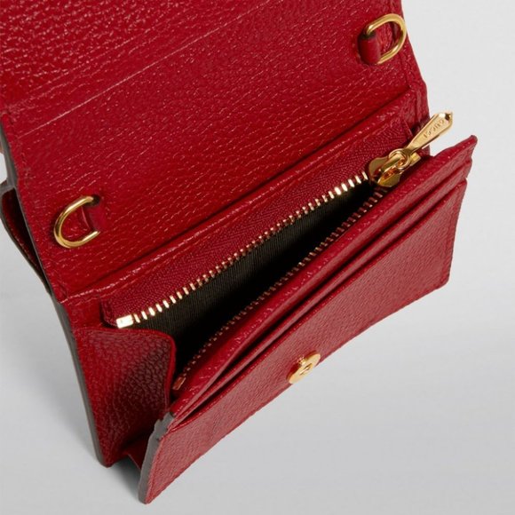 Gucci Red Leather Wallet with Gold Chain - Picture 5 of 7